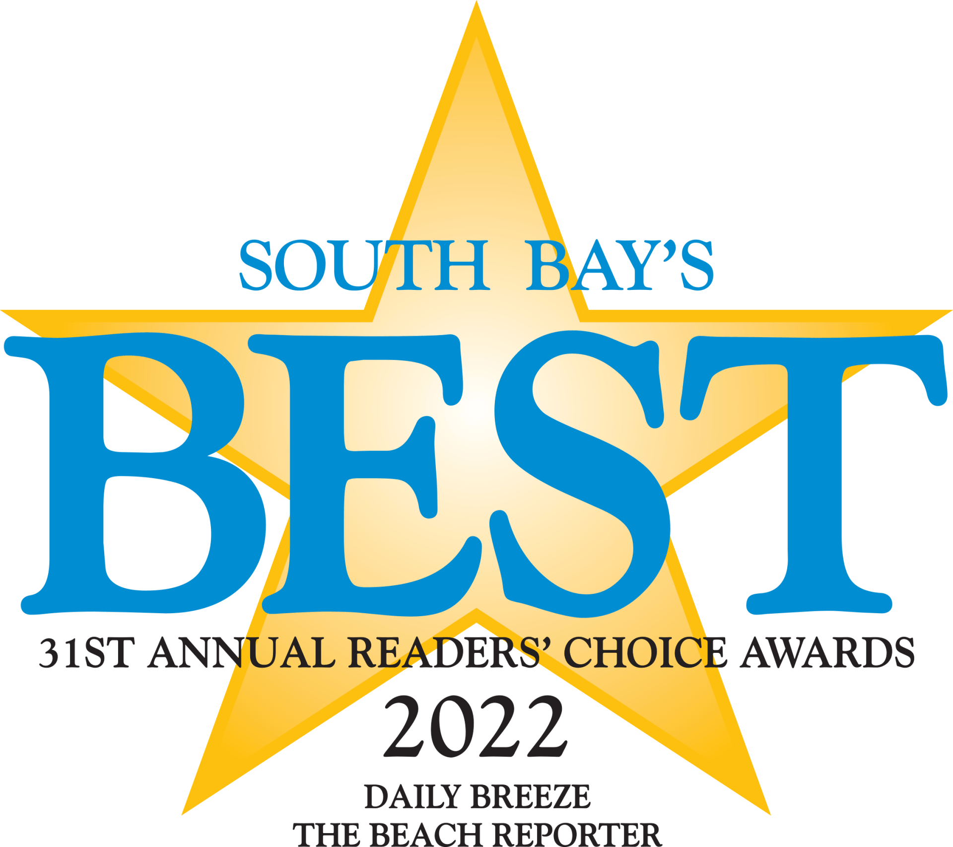 South Bay’s Best 2022 Readers’ Choice Awards logo with gold star and blue text