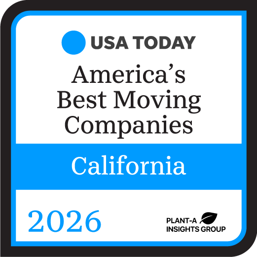 USA TODAY America’s Best Moving Companies California 2026 badge with blue border and logo