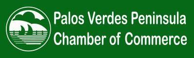 Palos Verdes Peninsula Chamber of Commerce logo in white on a green background