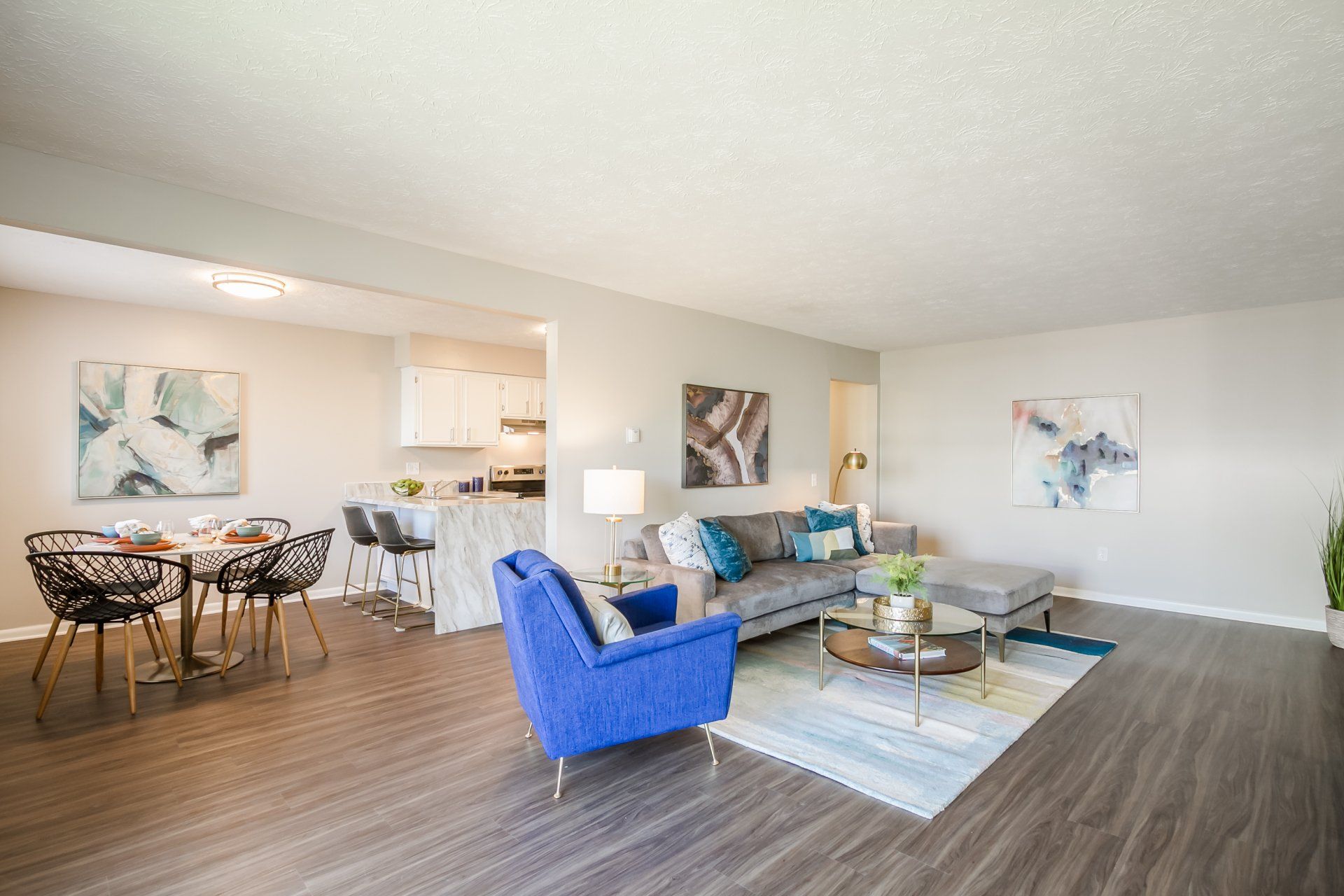 Large living room and dining area