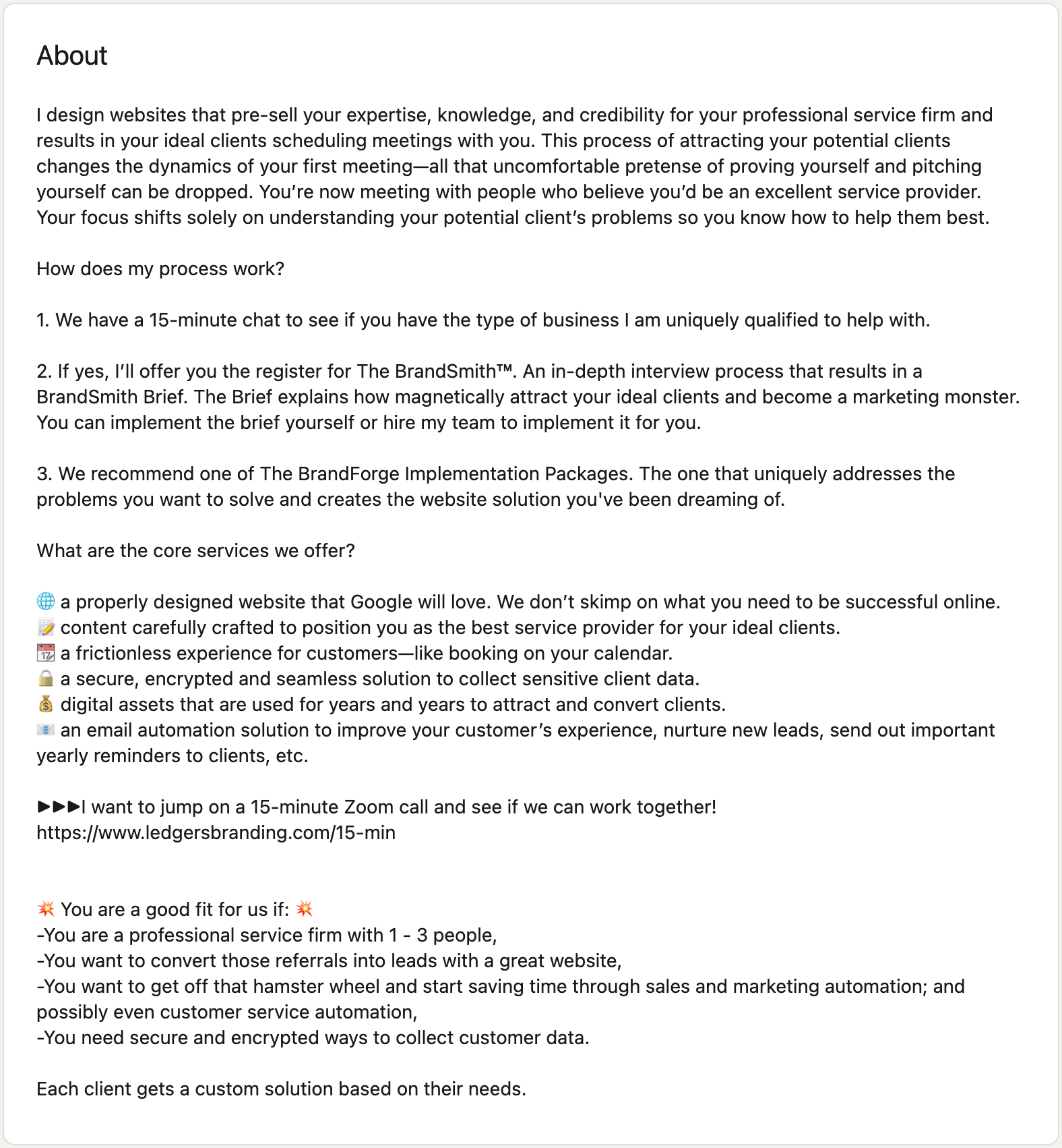 example of a personal profile summary on LinkedIn.