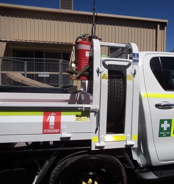 A White Truck with A Fire Extinguisher on The Back — Welshpool, WA — PTE Group Pty Ltd