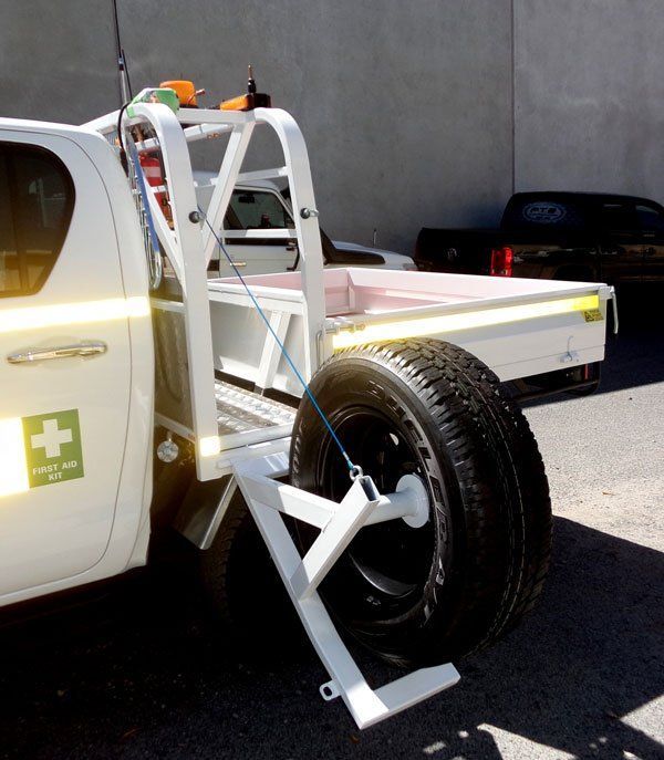 A White Truck Has a First Aid Kit Sticker on The Side — Welshpool, WA — PTE Group Pty Ltd