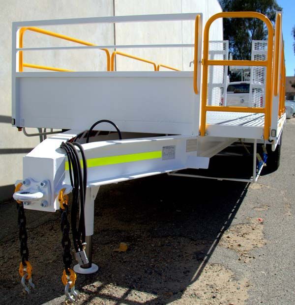 A White Trailer with A Yellow Railing Attached to It — Welshpool, WA — PTE Group Pty Ltd