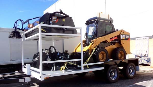 Trailer with A Beautiful Bulldozer and A Broom on It — Welshpool, WA — PTE Group Pty Ltd