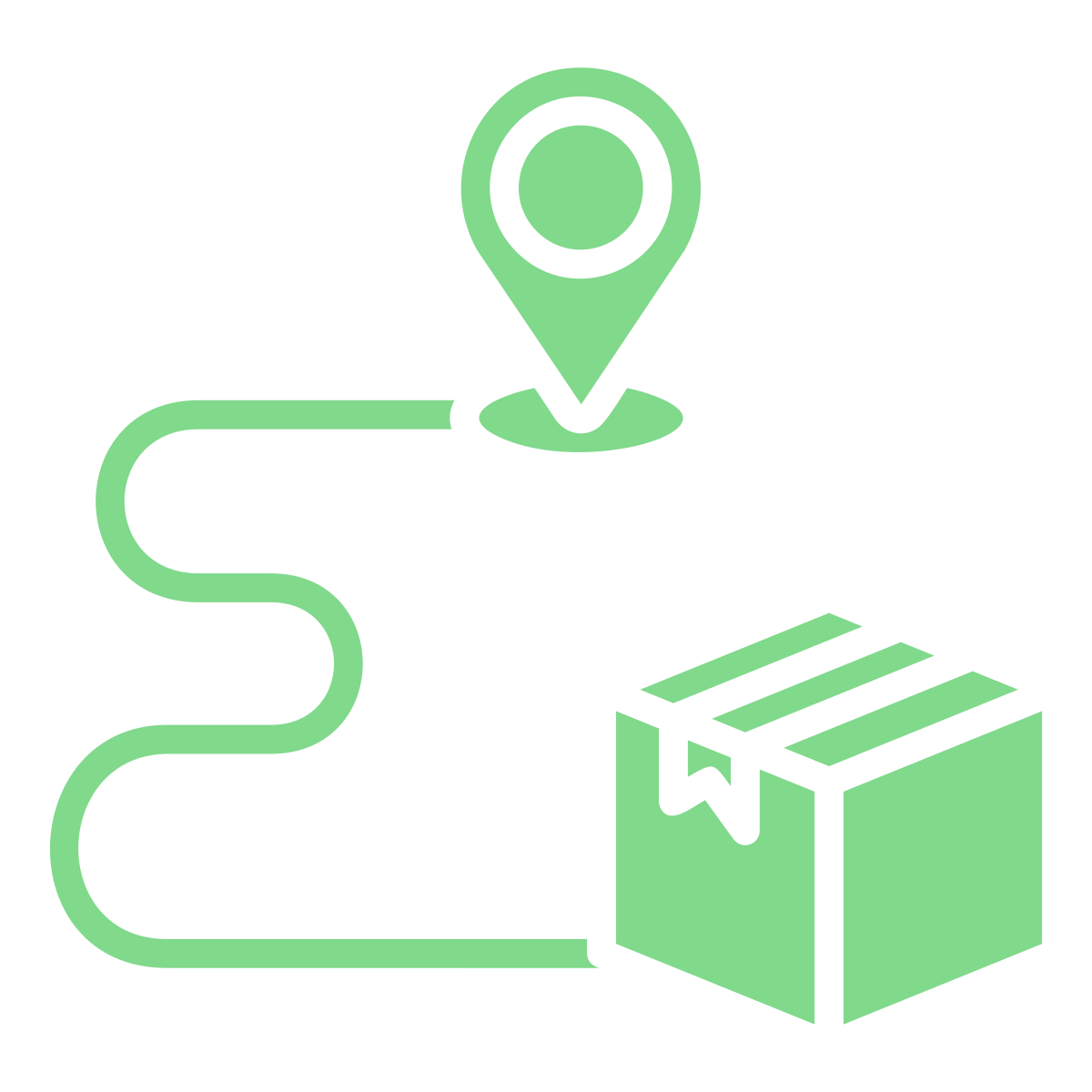 Delivery route and package icon