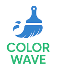 Blue paintbrush logo with green text reading &ldquo;COLOR WAVE&rdquo;