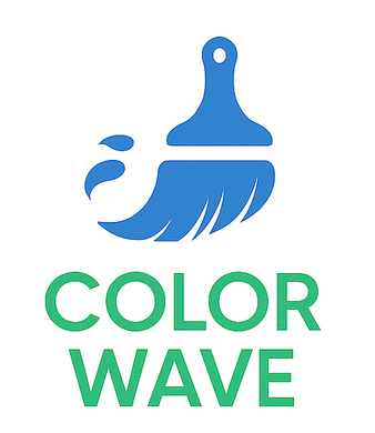 Blue paintbrush logo with green text reading &ldquo;COLOR WAVE&rdquo;