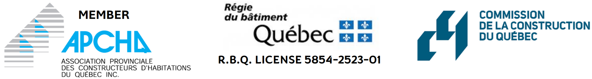 A blurred image of three logos including one for quebec