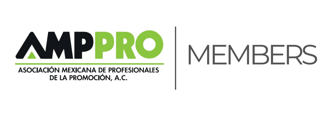 Logo for AMPPRO, a Mexican association of promotion professionals. Text includes 