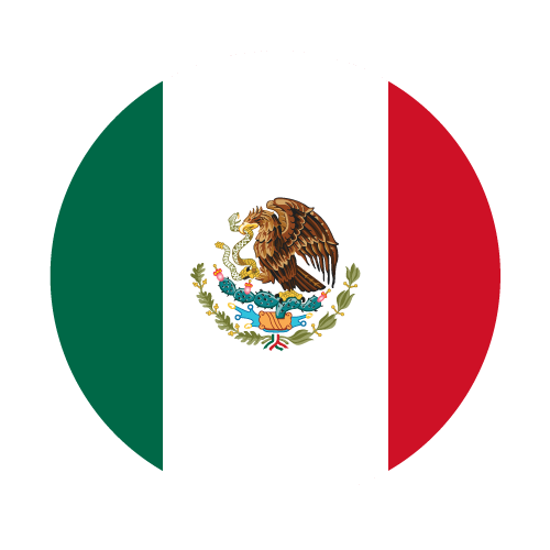 Mexican flag: green, white, and red vertical stripes with coat of arms in the white stripe.