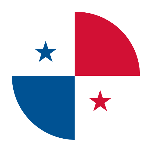Panama flag with four quadrants: white, red, blue; a blue and a red star.