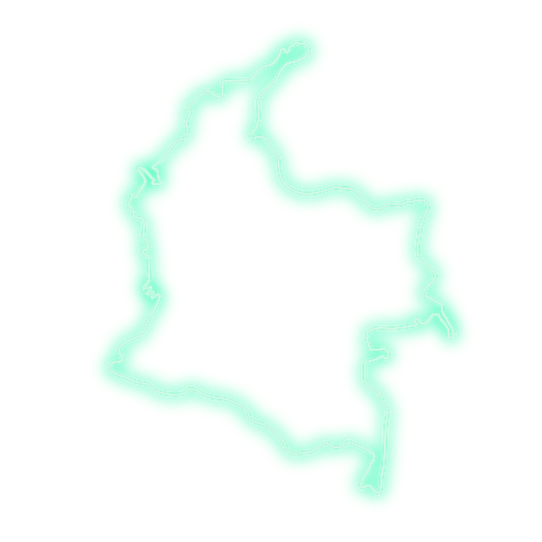 Outline of Colombia in light green on a white background.