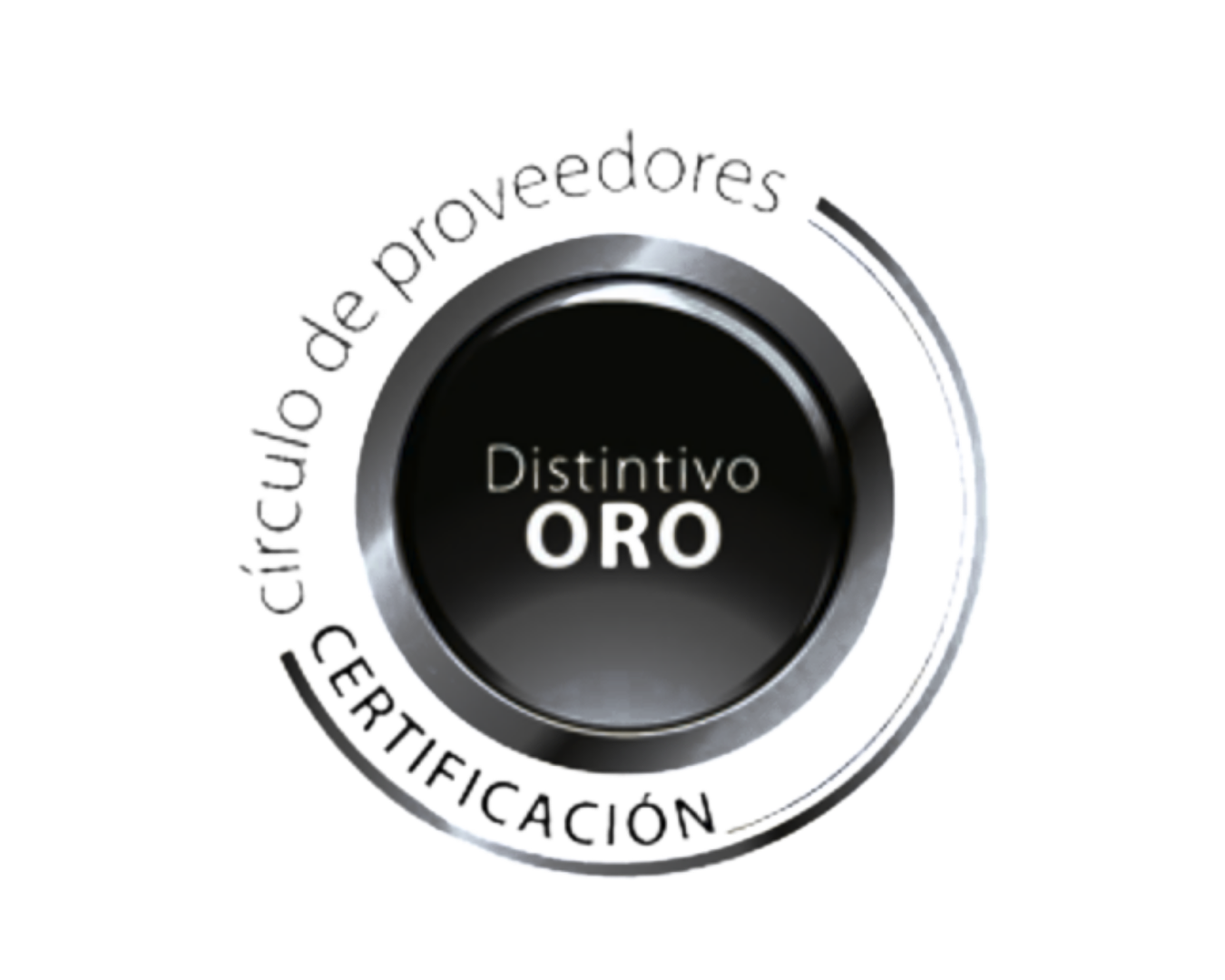 Gold certification badge with text 