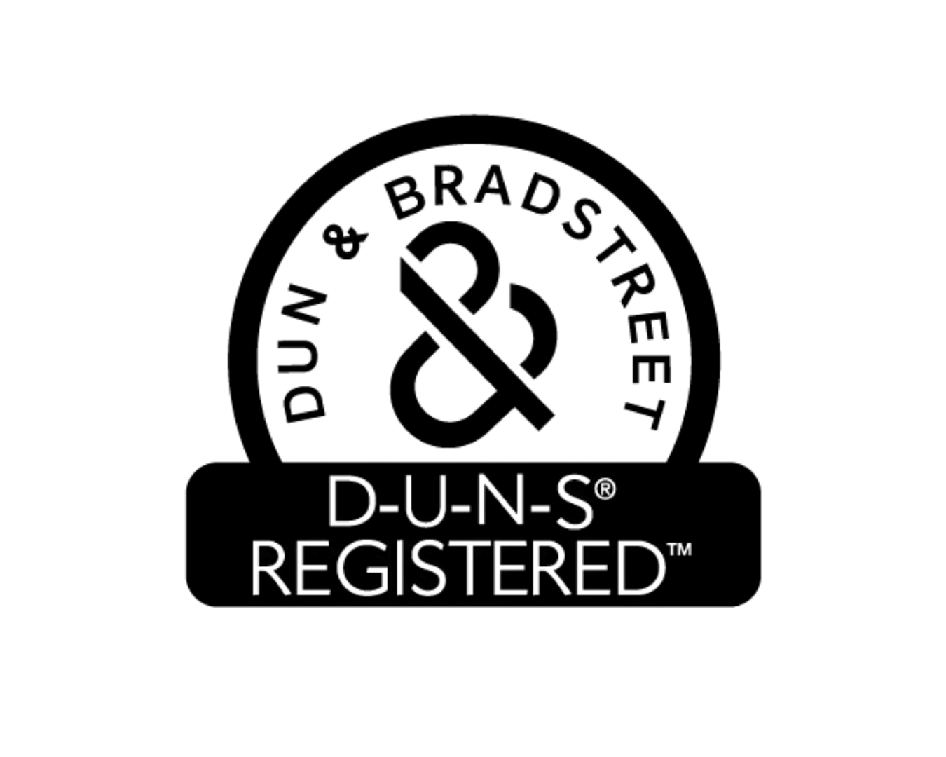 Dun & Bradstreet logo: Black and white circular logo, with 