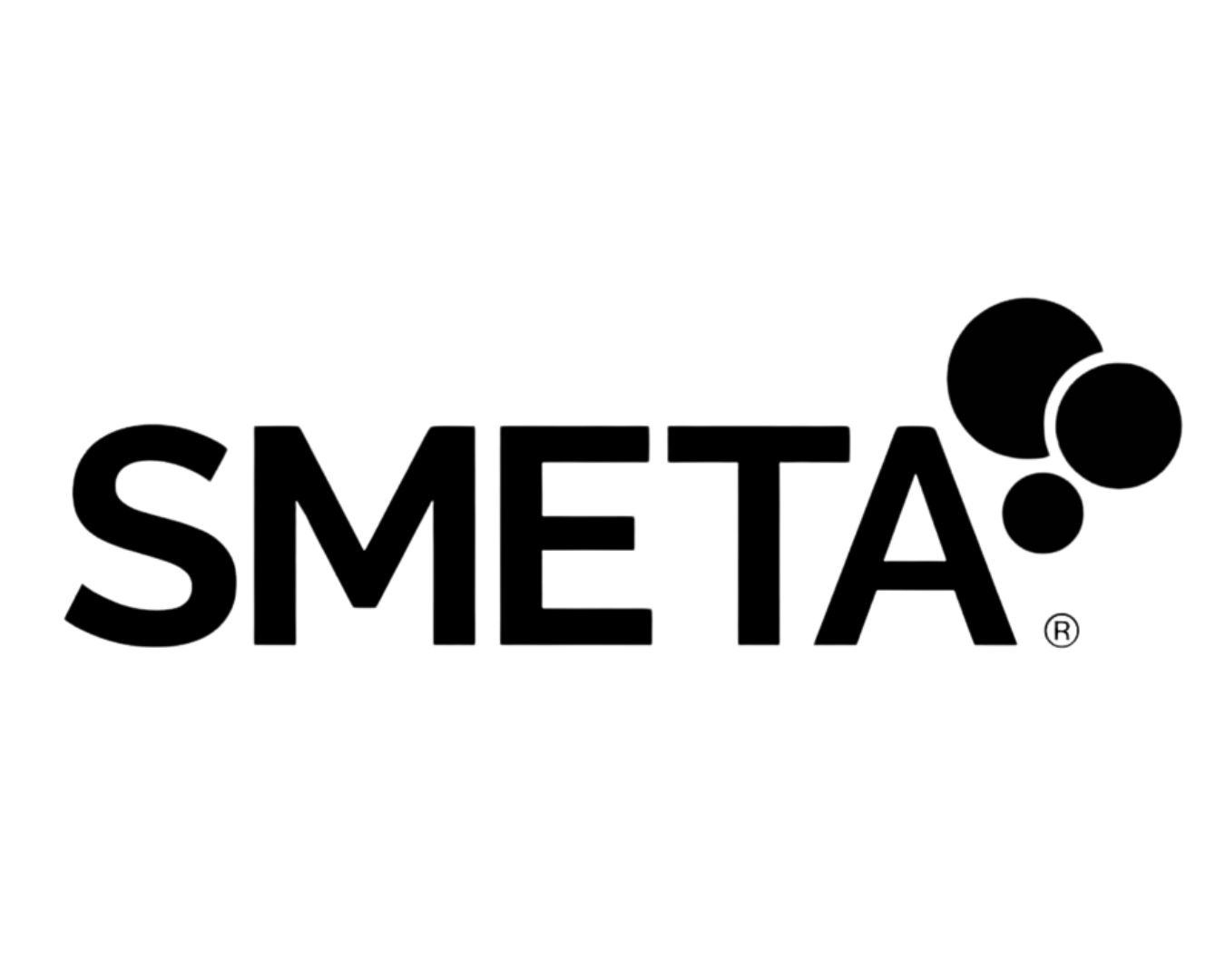 SMETA logo with text and abstract black circle graphic.