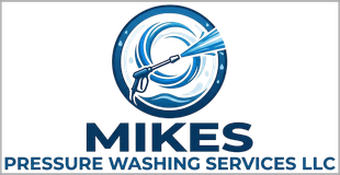 MIKES Pressure Washing Services LLC logo with blue circular pressure washer graphic and bold text