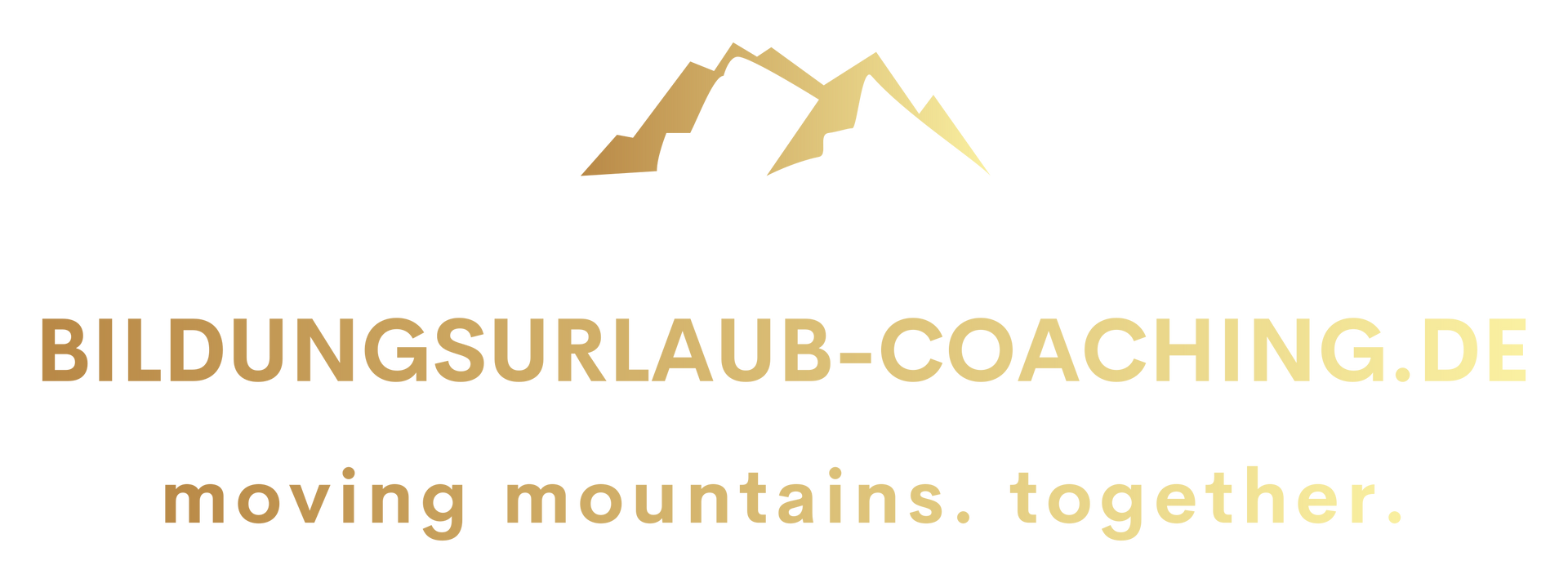 Logo for BILDUNGSURLAUB-COACHING.DE with orange mountain graphic and tagline “moving mountains. together.”