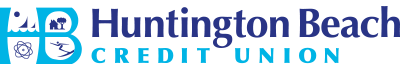 Huntington Beach Credit Union logo in blue with a stylized HB icon