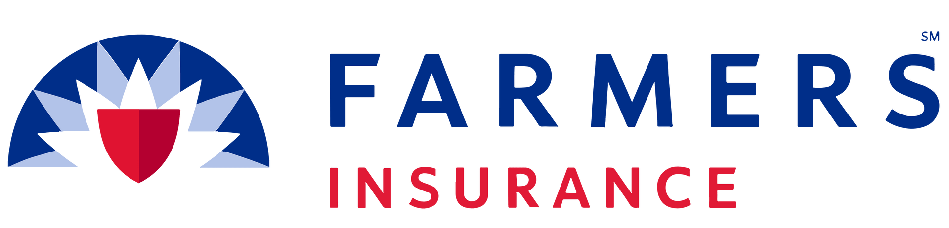 Farmers Insurance logo with blue and red emblem and text on white background