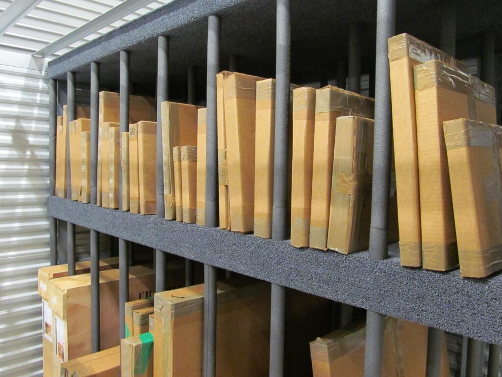 Artwork wrapped with archival materials for professional artwork storage and preservation