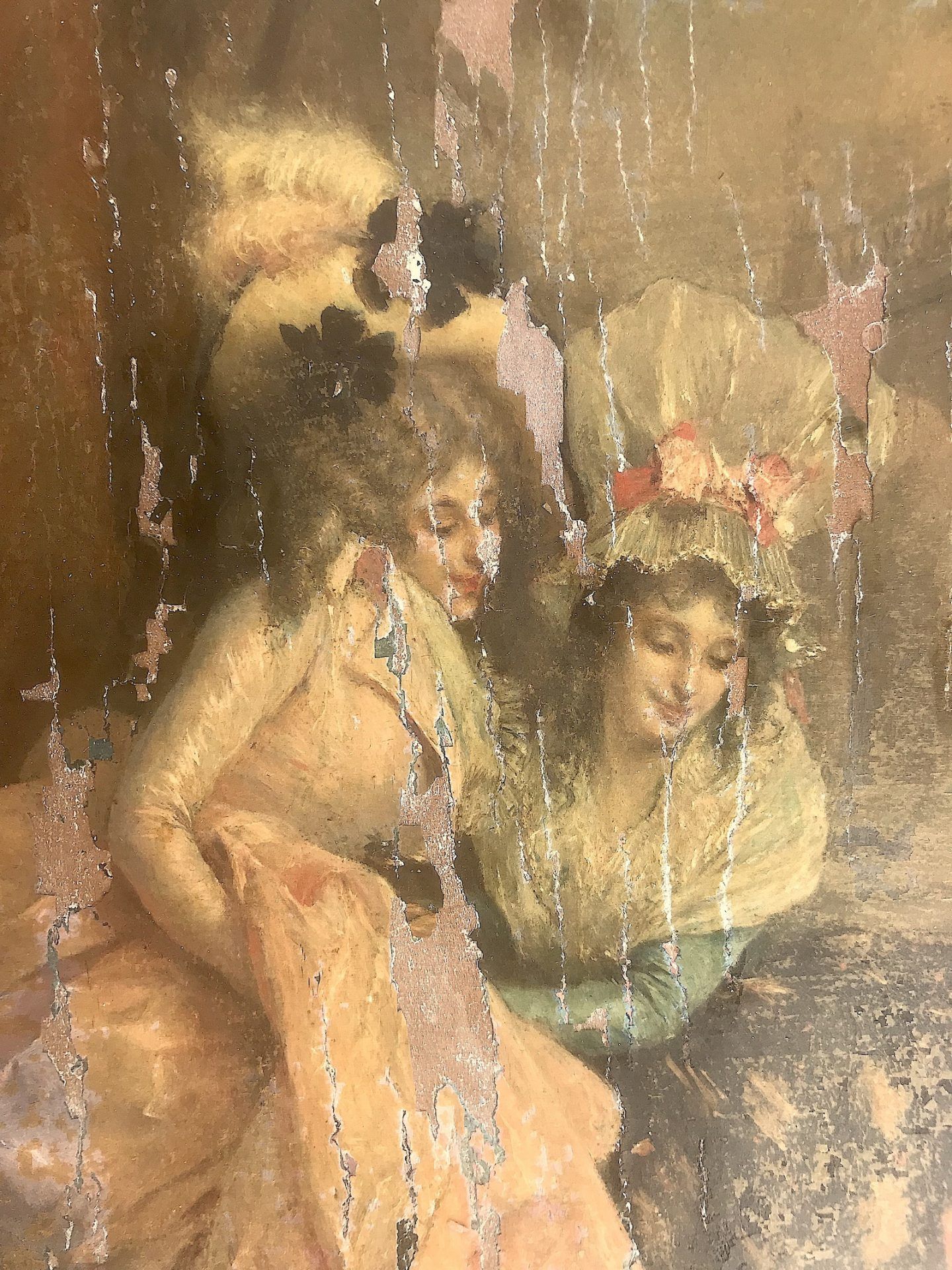 image of a cracked oil painting. The poor condition is due to improper storage.