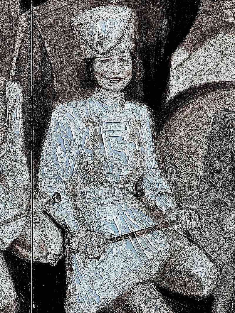 Old painting with cracking and flaking across the surface, highlighting extensive deterioration.