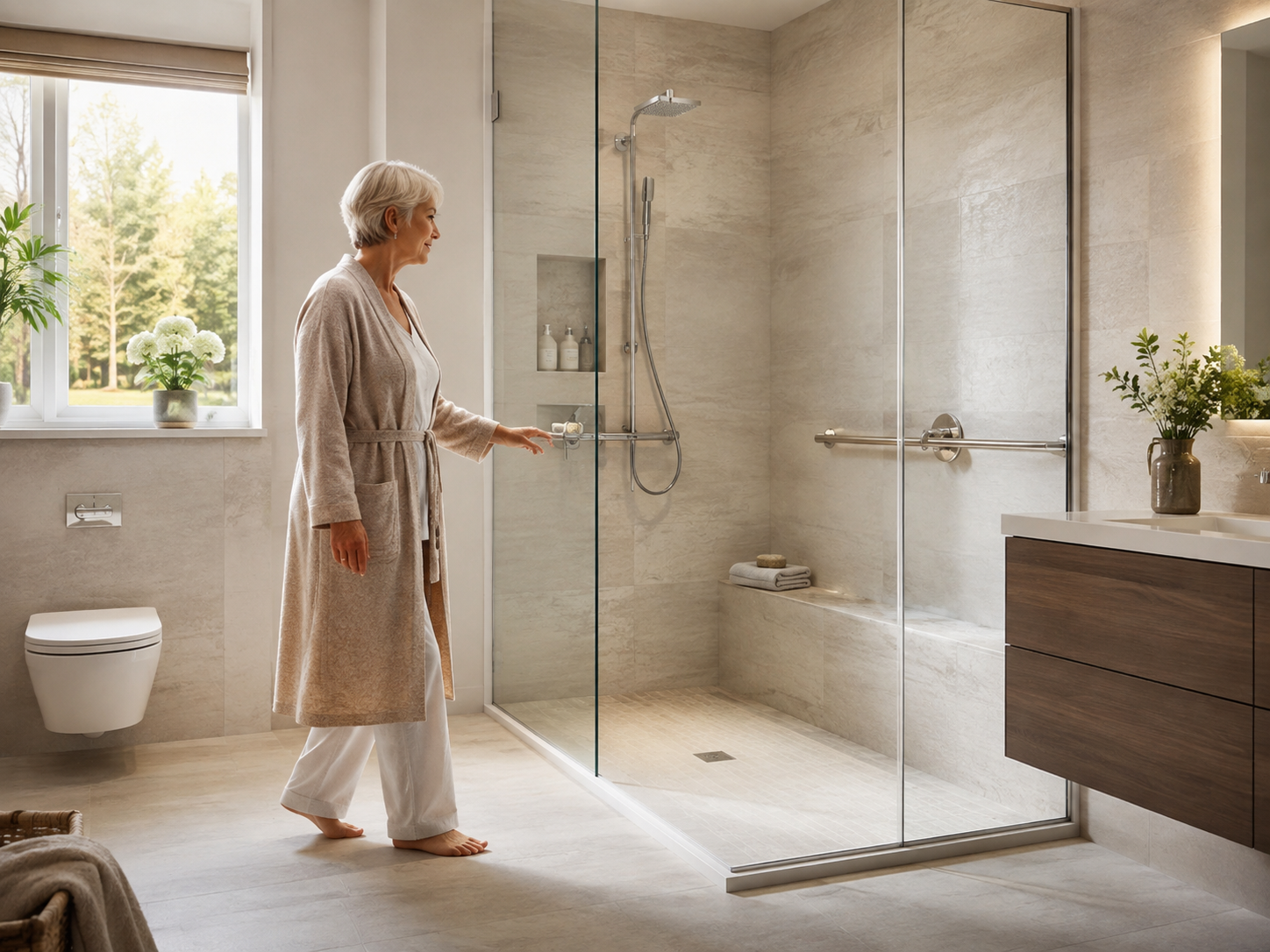 Luxury walk-in shower replacing a traditional bath for easier access in an Ayrshire bathroom