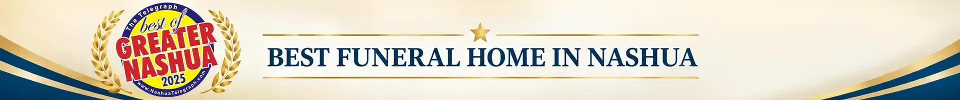 Banner ad for Nashua funeral home with logo and text “Best Funeral Home in Nashua”