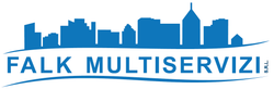 Logo blu con skyline e testo