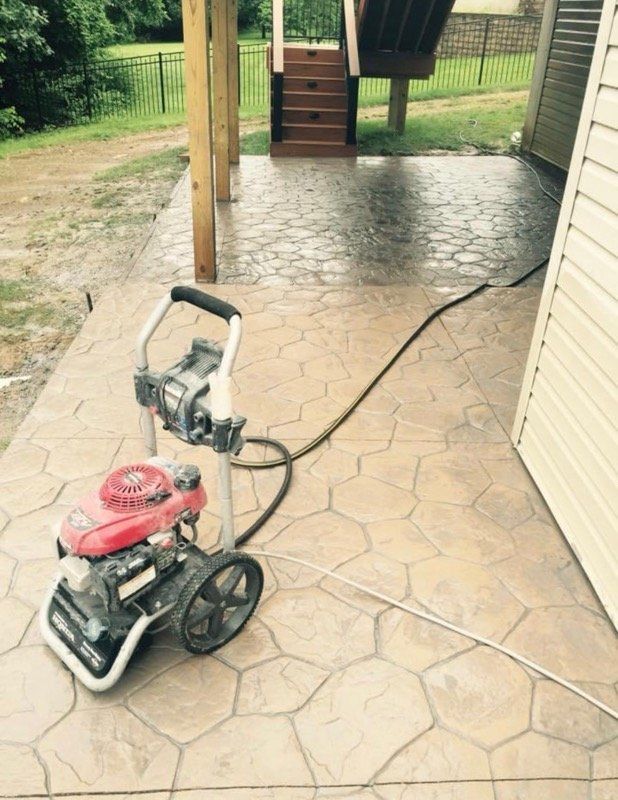 Pressure washer on patio