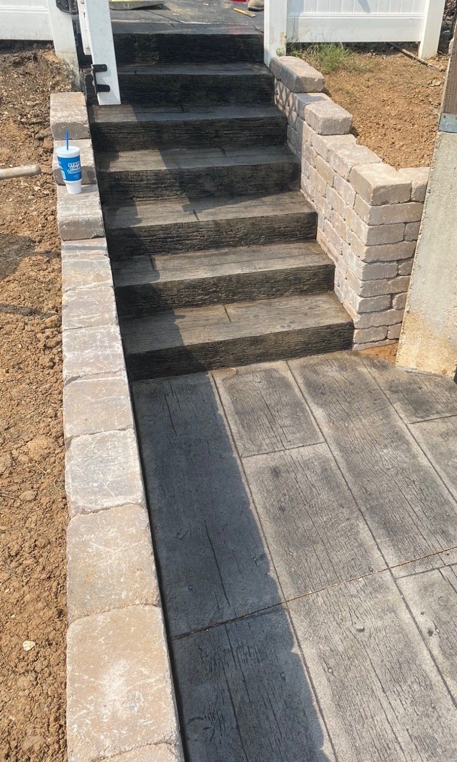 Stamp patio, Stairs and Retaininig Wall — Webster Groves, MO — Hoffman Concrete LLC