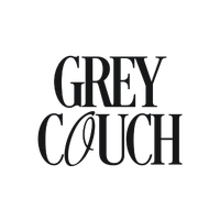 Black logo text reading "Grey Couch" in tall serif lettering.