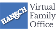 Hansch Virtual Family Office logo with blue square and white diagonal “HANSCH” text next to gray serif words.