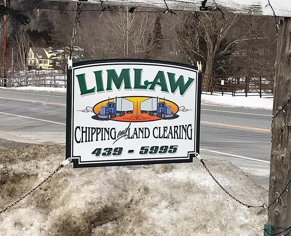 A sign that says limlaw chipping and clearing on it