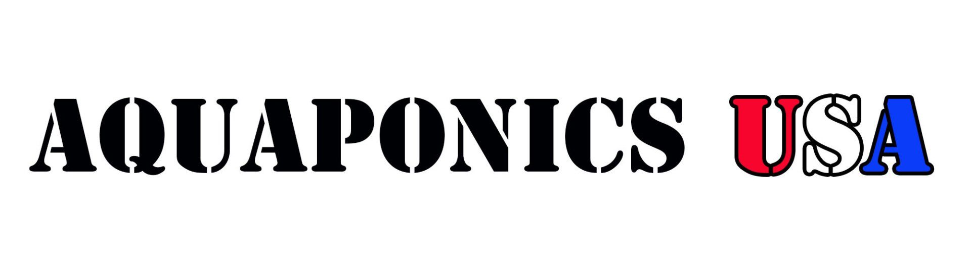 Aquaponics USA logo with text in black, red, and blue.
