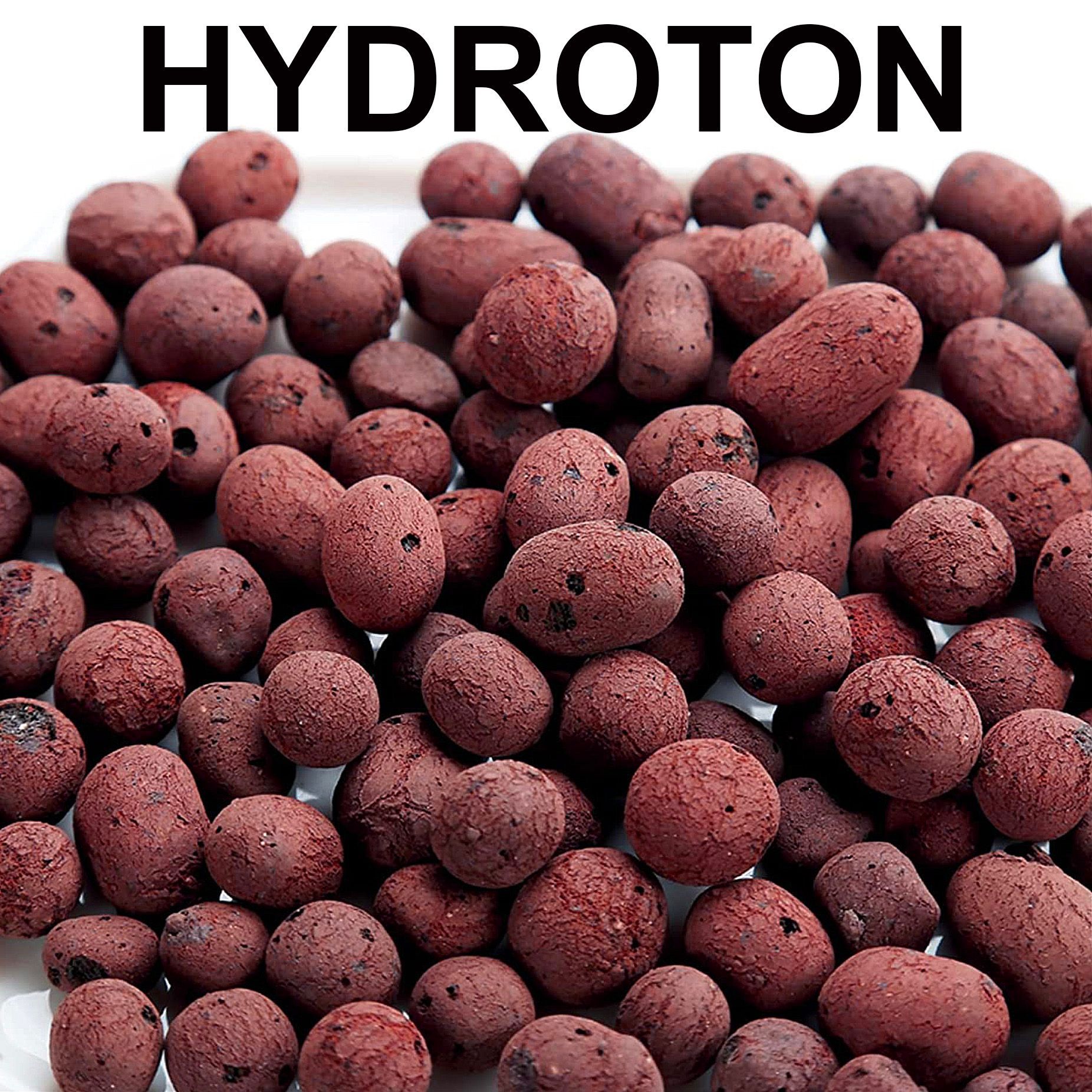 Brown, reddish-brown, porous clay pebbles, labeled 