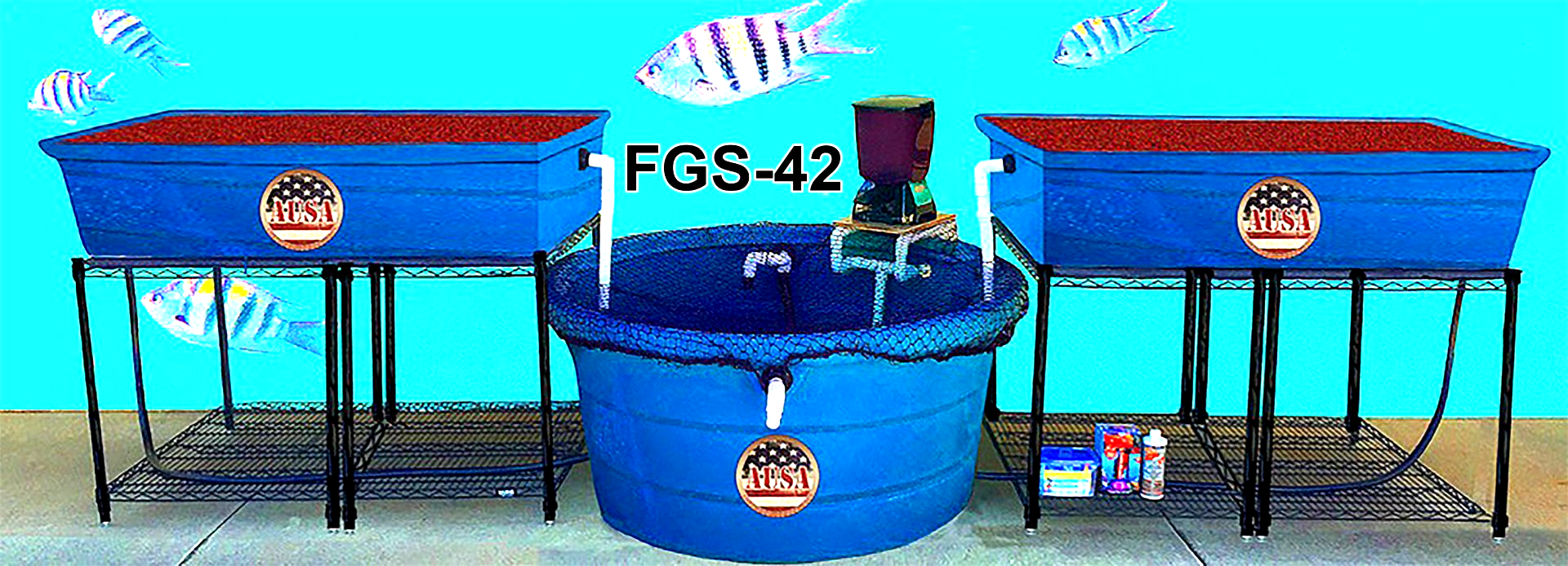 42 Square Feet of Planting Area, 300 Gallon Fish Tank. Aquaponics Growing System, FGS-42
