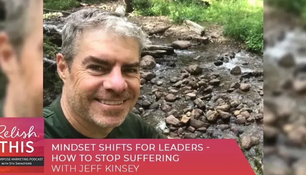 Man smiles by a stream; title reads 