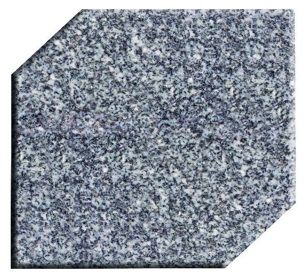 Blue-gray granite tile with two corners cut off, showcasing a textured surface.