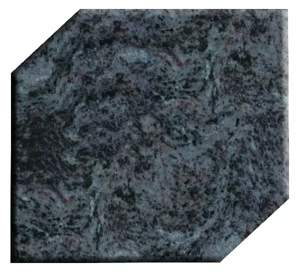 Blue and gray granite tile with an angled border.
