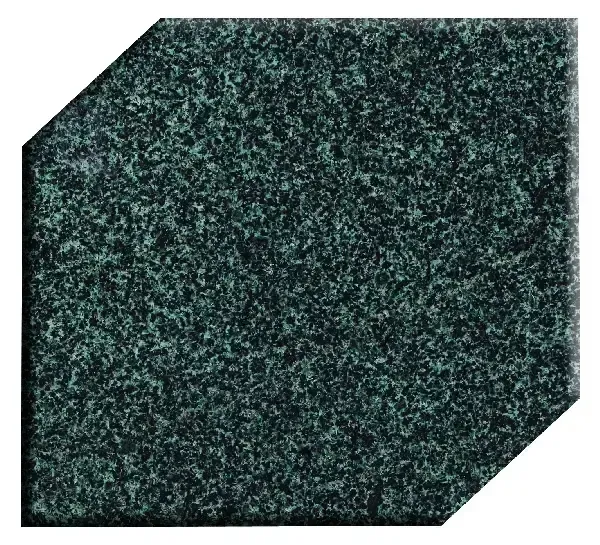 Dark green granite tile with beveled corners.
