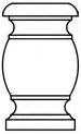 Decorative wooden furniture leg with a bulbous center, fluted top and bottom.