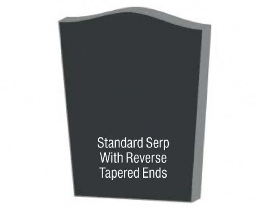 Black headstone with a curved top and gray border; text reads