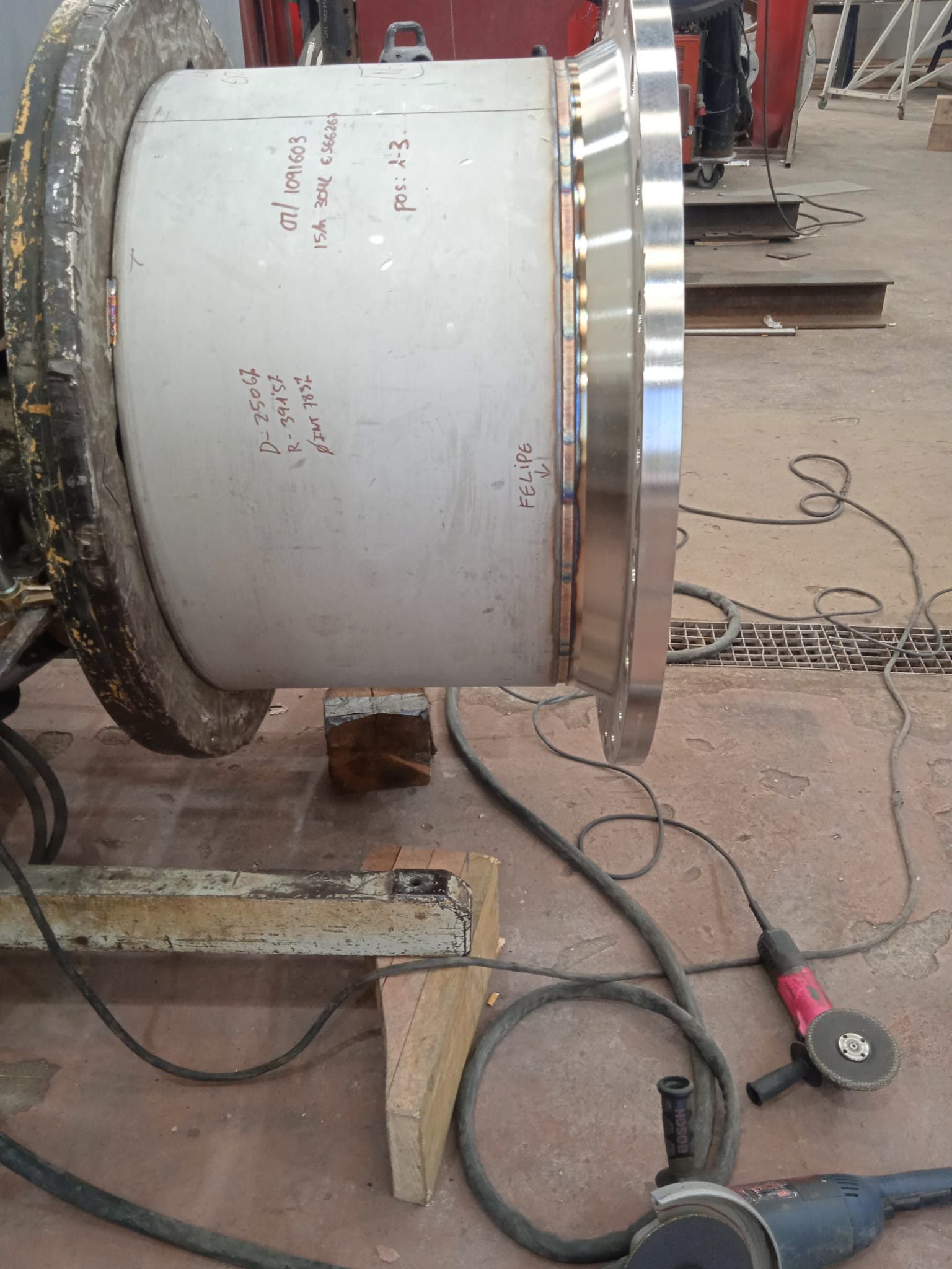 Flange soldada em virola de caldeiraria
