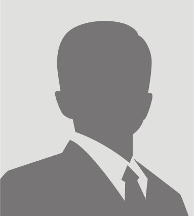 Gray silhouette of a person in a suit and tie on a light background