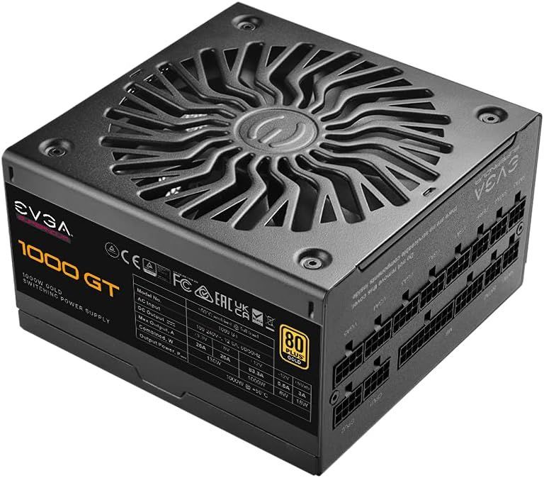 EVGA 1000 GT, 80 Plus Gold 1000W, Fully Modular, Eco Mode with FDB Fan, 100% Japanese Capacitors, 10 Year Warranty, Includes Power ON Self Tester, Compact