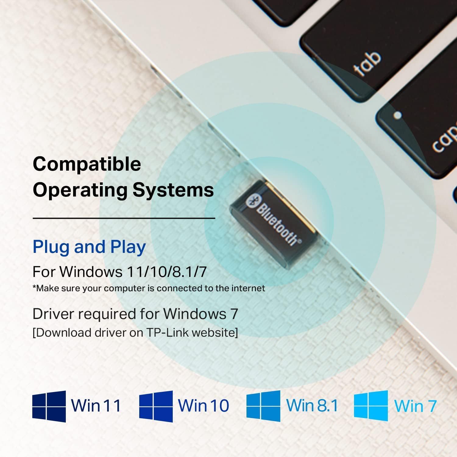  ./.  – Compatible with Bluetooth V4.2/4.0/3.0/2.1/2.0/1.1. UB500 turns non-Bluetooth PC, desktop or laptop into Bluetooth-capable
 ,   - With the more advanced technology, this USB Bluetooth adapter will grant you up to twice the speed and four times the coverage compared to Bluetooth 4.0
   Technology -This Bluetooth dongle is quipped with enhanced data rate and Bluetooth low energy, UB500 has greatly improved data transfer speed and operates at the optimal rate of power consumption
- – A sleek, ultra-small design means you can insert the Nano Bluetooth receiver into any USB port and simply keep it there regardless of whether you are traveling or at home
   or Free Driver – Plug and play for Windows 8.1, 10, and 11 (make sure your computer is connected to the internet). Supports Win7 (driver required for Win7 and could be downloaded from website free of charge)
Enables wireless communication with Bluetooth-enabled desktop, printers, phones and headsets. Utilizes Bluetooth low energy technology for energy-saving wireless connectivity
NOTE: UB500 is not compatible with Mac, Linux, TV, or Windows 8. UB500 is for PC use only so Xbox/PS4/PS5 controllers could be used on PC, and is not to be used directly on Xbox/PS4/PS5. Two UB500 cannot pair with each other
Please also note that existing internal Bluetooth function needs to be disabled to utilize UB500
