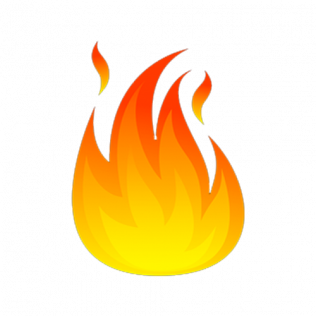 Stylized yellow and orange flame icon on a white background