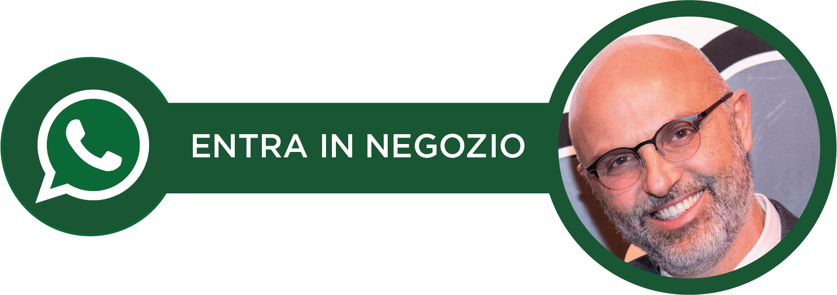 Un uomo con gli occhiali e la barba sorride in un cerchio verde.